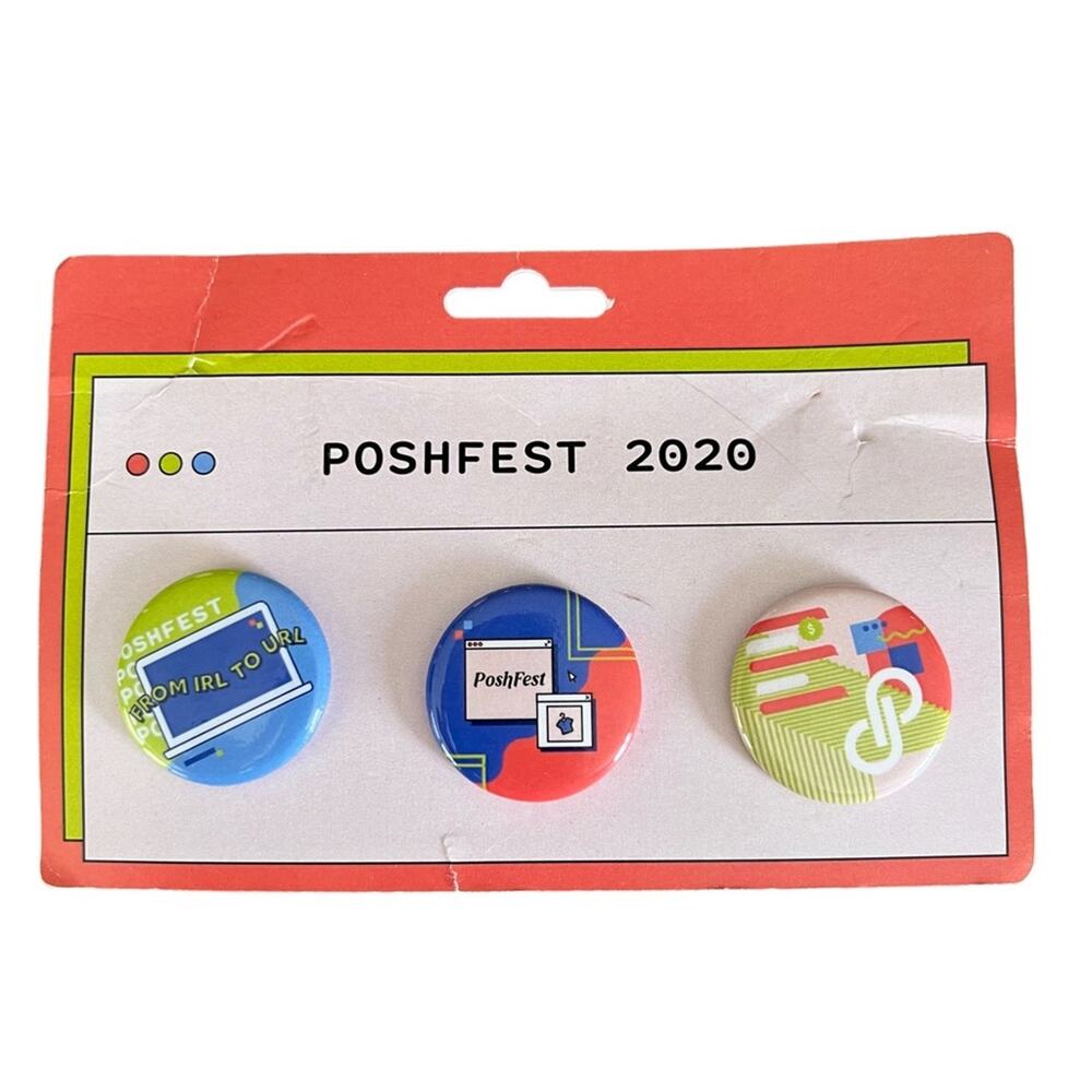Brand New Poshmark Poshfest 2020 3 Button Pins Seller Reseller Conference